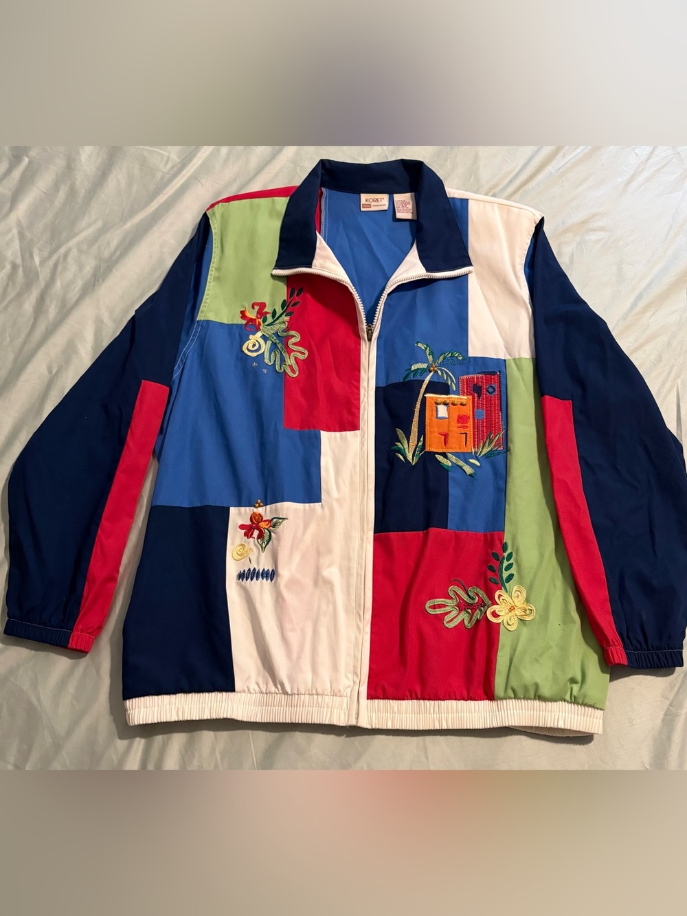 Vintage 90’s Tropical Koret Francesca Colorblock Embroidered Jacket 16W